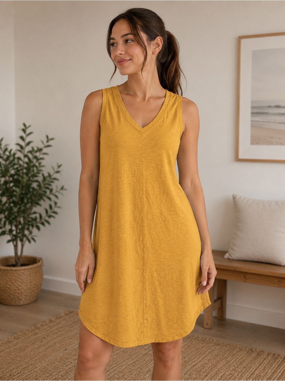 GAP Golden Yellow V-Neck Dress